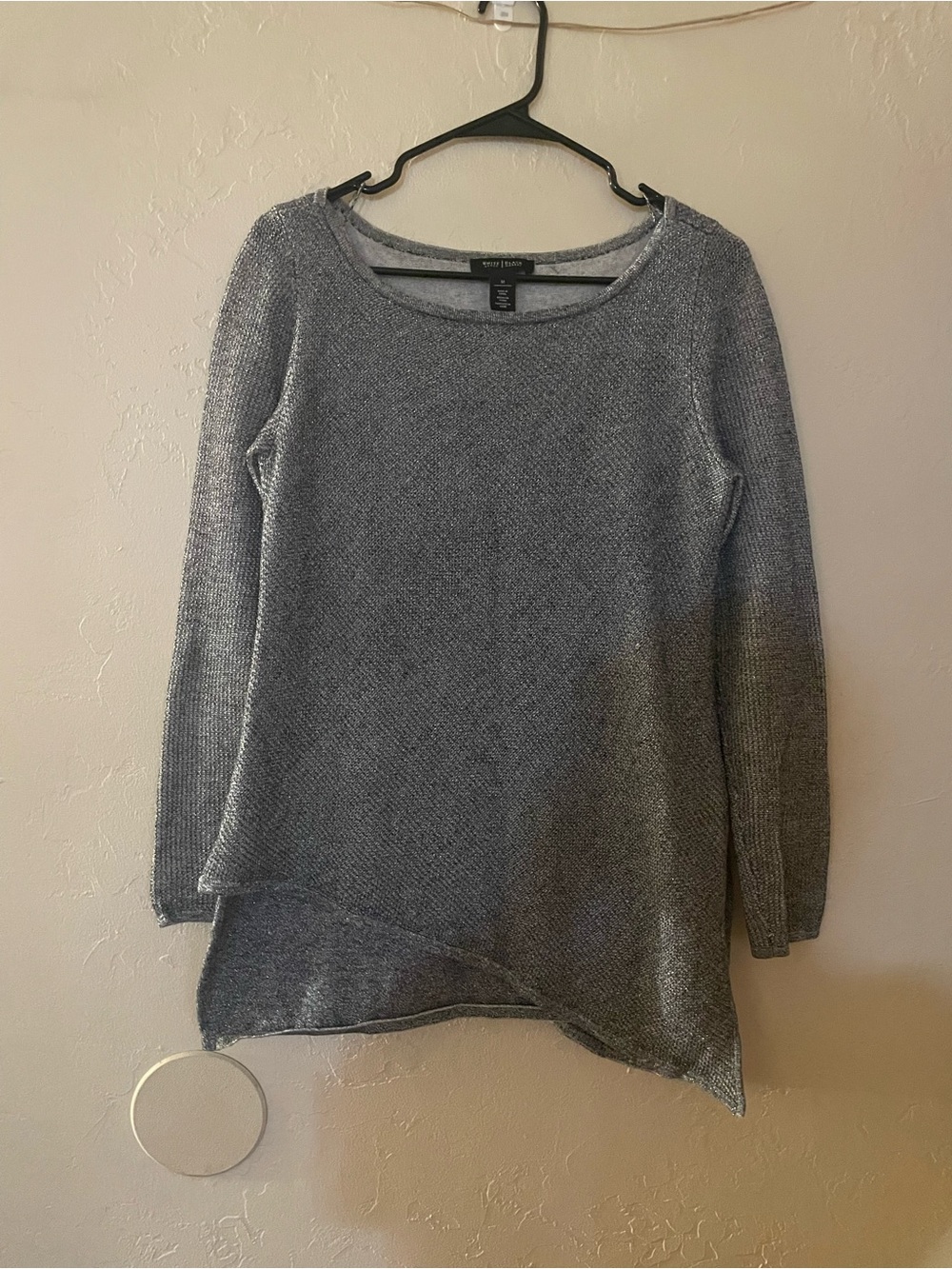 White House Black Market Heather Gray Asymmetric Knit Tunic
